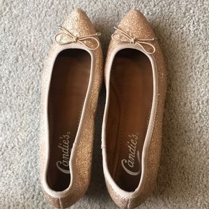 Gold sparkly pointed toe flats PRETTY MUCH NEW
